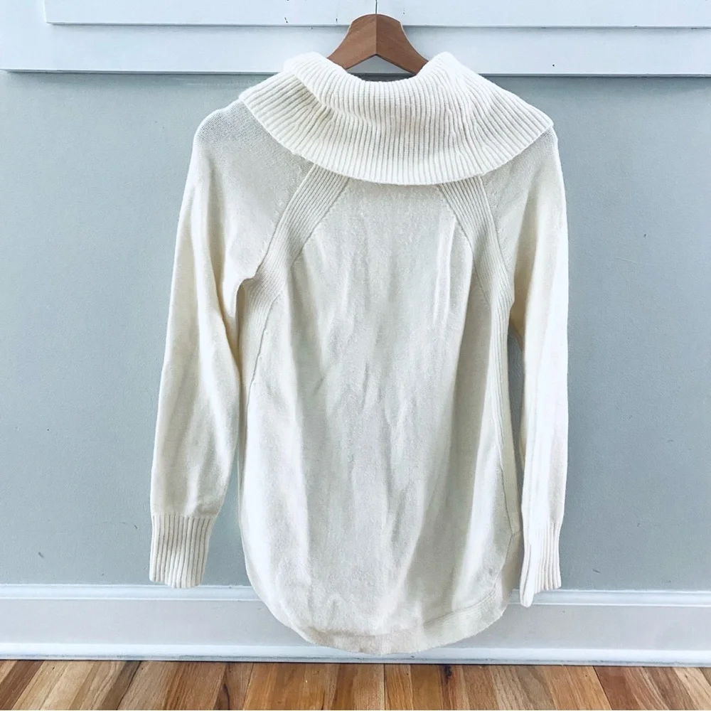 By Anthropologie Brenta Cowl Neck Sweater Curved Hem Cream Size Small